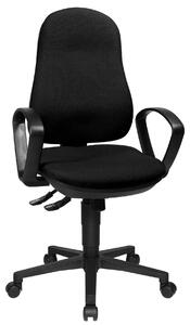 Sedia da ufficio con braccioli, rivestita in tessuto nero, dimensioni 55 x 58 x 113 cm
