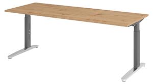 Scrivania bümö Serie-XB - Finitura: Impiallacciatura di faggio nodoso, Struttura: Grafite/Alluminio lucido, Dimensioni: 200 x 80 cm