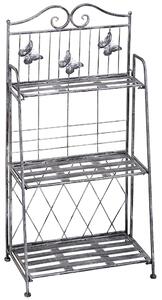 Portapiante Fioriera a Scaffale a 3 Ripiani da Giardino Balcone interno Grigio Argento 44x25x96 cm