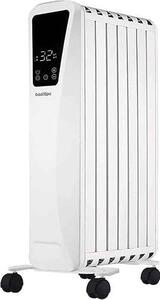 Radiatore ad olio da 2000 W, con controllo touch e LED, 3 livelli di potenza, effetto camino, 9 elementi, colore bianco
