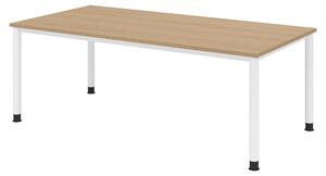 Scrivania bümö Serie H - Dimensioni: 200 x 100 cm, struttura: bianca, finitura: rovere