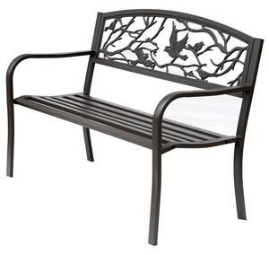 Panchina da Giardino in Acciaio con Schienale Decorato 127x60 cm Bechy Marrone