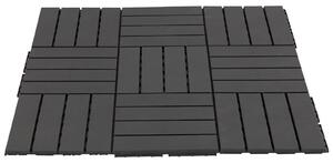 Set 9 Mattonelle a Incasto Effetto Legno 30x30x2 cm Deck Nero
