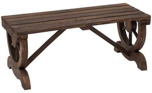 Panchina da Giardino 2 Posti 105x50x53 cm in Legno di Abete Effetto Bruciato Design a Ruota