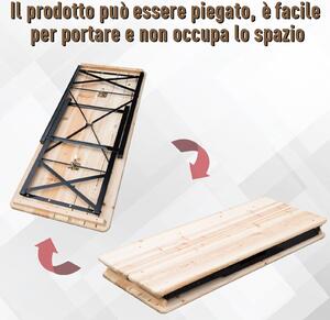Set Birreria da Giardino Pieghevole in Legno Tavolo 120x50 cm 2 Panche Breuer Abete