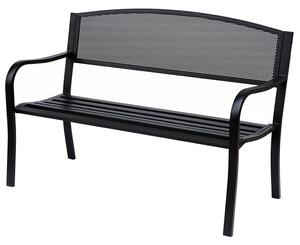 Panca da Giardino 2 Posti in Acciaio 127x60x85 cm Nero