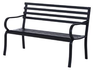 Panca da Giardino 2 Posti in Metallo 127x62x82 cm Nero