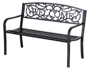 Panca da Giardino 2 Posti in Metallo 127x60x87 cm Nero
