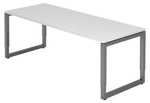 Scrivania della serie "R" di bümö: finitura bianca, struttura in grafite, dimensioni 200 x 80 cm