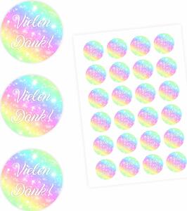 24 Grazie! Adesivo - Arcobaleno - rotondo 4 cm Ø - Adesivo di ringraziamento regalo per gli invitati al matrimonio