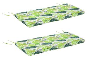 Set 2 Cuscini per Dondolo e Panchine 120x50x5 cm in Poliestere Verdi