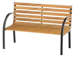 Panca da Giardino 2 Posti 122x60x80 cm in Legno e Acciaio Nero