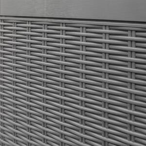Cassapanca Baule da Esterno 122x54,5x62,5 cm Effetto Rattan Grigia