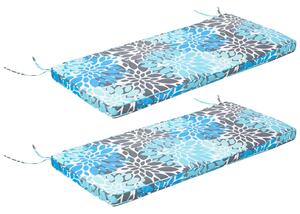 Set 2 Cuscini per Dondolo e Panchine 120x50x5 cm in Poliestere Azzurri