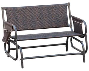 Panchina a Dondolo 2 Posti da Giardino 122x75x88 cm in Rattan Marrone