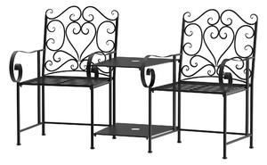 Panchina 2 Posti da Giardino 160x61x96 cm con Tavolino Nera