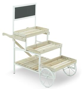 Portapiante Fioriera da Giardino 60x80x103 cm in Ferro e Legno Draco Bianca