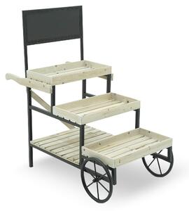 Portapiante Fioriera da Giardino 60x80x103 cm in Ferro e Legno Draco Nera