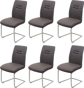 Set di 6 sedie da pranzo | A x L x P 92 x 47 x 57 cm | Altezza seduta 49 cm | Tessuto/textile Acciaio inossidabile spazzolato | Grigio-marrone | Sedia da cucina Sedia a sbalzo
