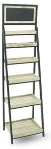 Portapiante Fioriera da Giardino 55x44x197 cm in Ferro e Legno Leyla Nera