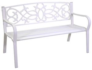 Panca da Giardino 124x57x78 cm in Ferro Bianca