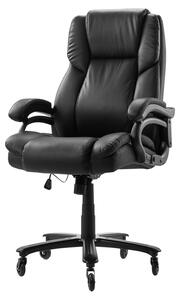 Sedia da ufficio ergonomica, con schienale alto, rivestita in ecopelle, colore nero
