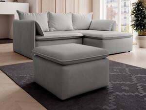 Pouf in Velluto a coste sottili Grigio - TEODORA
