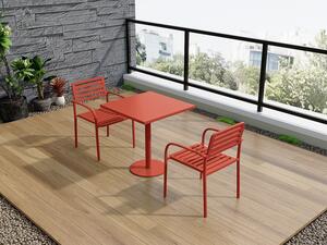 Sala da pranzo da giardino in metallo: un tavolo L.70 cm e 2 poltrone impilabili - Terracotta - NILY di MYLIA
