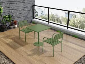 Sala da pranzo da giardino in metallo: un tavolo L.70 cm e 2 poltrone impilabili - Verde - NILY di MYLIA