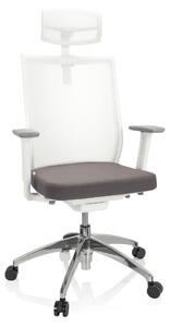 Sedia da ufficio ASPEN WHITE PRO, rivestita in tessuto/rete, colore grigio/bianco