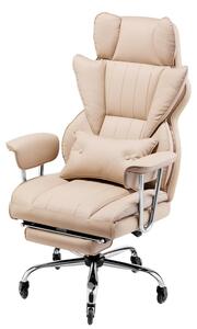 Poltrona da ufficio ergonomica, con schienale alto, rivestita in ecopelle, color marrone