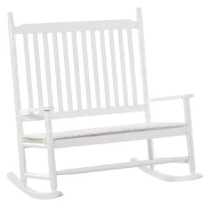 Panchina 2 Posti a Dondolo da Giardino 117x85x120 cm in Legno di Pioppo Bianco