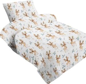Biancheria da letto per bambini ELLIOT, piccola renna, crema, microflanella, 140x200cm + 70x90cm