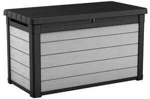 Baule Cassapanca da Esterno 122,9x62,1x70,6 cm in Resina Effetto Legno Keter Denali Grigio