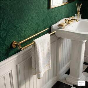 Porta Salviette doppio SNODATO anima in ottone cromato anti corrosione Dimensioni 54,5x12xh7 cm BRITISH Stile Inglese Classico primo Novecento finitura oro