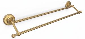 Porta Salviette doppio anima in ottone cromato anti corrosione Dimensioni 54,5x12xh7 cm BRITISH Stile Inglese Classico primo Novecento finitura oro