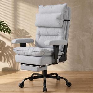 Sedia da ufficio ergonomica con poggiapiedi, regolabile fino a 155°, portata massima di 180 kg, colore grigio chiaro