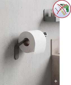 Portarotolo da bagno Linea B-LINE Dimensioni 14,6x8,1x h 11,5 cm stile minimale Acciaio verniciato a polvere nero Opaco Fissaggio ad incollo, colore NERO OPACO