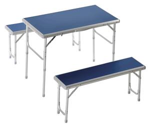 Set Birreria da Giardino Pieghevole Tavolo 90x50x70 cm 2 Panche in Alluminio Blu