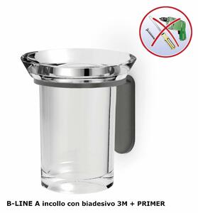 Portasapone bagno Linea B-LINE Dimensioni 7,7x9,2x h 13 cm stile minimale Acciaio verniciato a polvere nero Opaco Fissaggio ad incollo , colore NERO OPACO