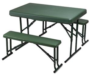 Set Birreria da Giardino Pieghevole Tavolo 105x69x64 cm 2 Panche in Polietilene Verde