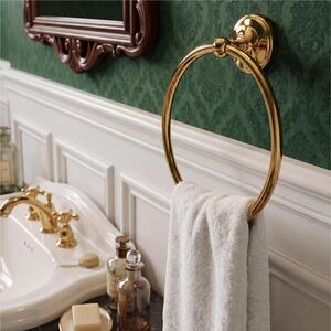 Porta salviette Anello in acciaio lucido BRITISH Dimensioni 19,5x6xh21,5 cm Stile Inglese Classico primo Novecento finitura oro