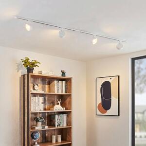 Sistema di binari Lindby Linaro, Ø 9,5 cm, a 4 luci, LED, bianco Linaro, Bianco / Opale, Studio / Ufficio, Alluminio, Moderno
