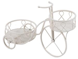 Portavaso a Forma di Bici 37x59x25 cm in Ferro Battuto Crema