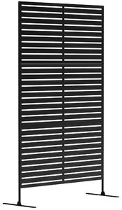 Outsunny Divisorio esterno in metallo, design a lamelle, Divisorio decorativo per terrazza, giardino, balcone, nero