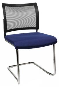 Sedia per ospiti con schienale a rete, impilabile, set da 2, blu/nero