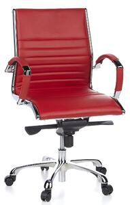Sedia da ufficio con rivestimento in pelle, regolabile in altezza, di colore rosso, dal design ergonomico