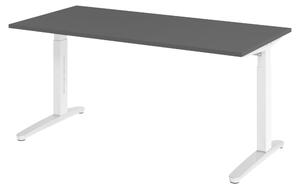 Scrivania bümö serie XB - Dimensioni: 160 x 80 cm, finitura: grafite, struttura: bianco/alluminio lucido