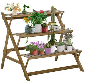 Scaletta Portapiante 3 Ripiani 101x83x88 cm in Legno di Abete Marrone