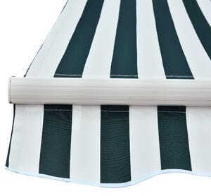Tenda da Sole Avvolgibile a Parete 295x250 cm in Metallo e Poliestere Verde/Bianco